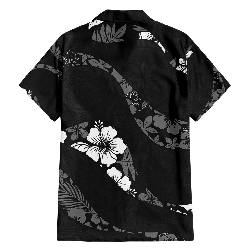 Aloha Hawaii Floral Tapa Family Matching Short Sleeve Bodycon Dress and Hawaiian Shirt Patchwork Charcoal - Polynesian Pride