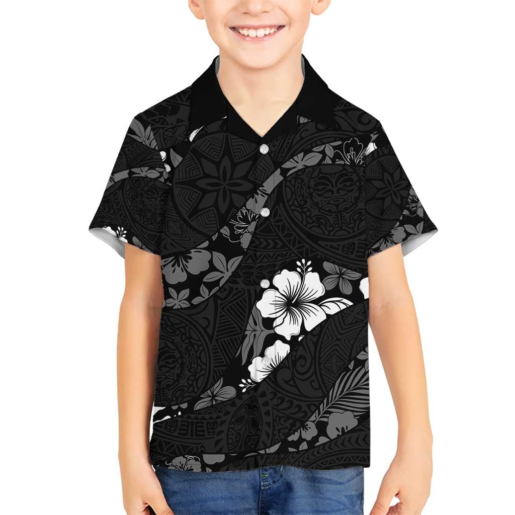 Aloha Hawaii Floral Tapa Family Matching Summer Maxi Dress and Hawaiian Shirt Patchwork Charcoal - Polynesian Pride