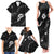 Aloha Hawaii Floral Tapa Family Matching Tank Maxi Dress and Hawaiian Shirt Patchwork Charcoal - Polynesian Pride