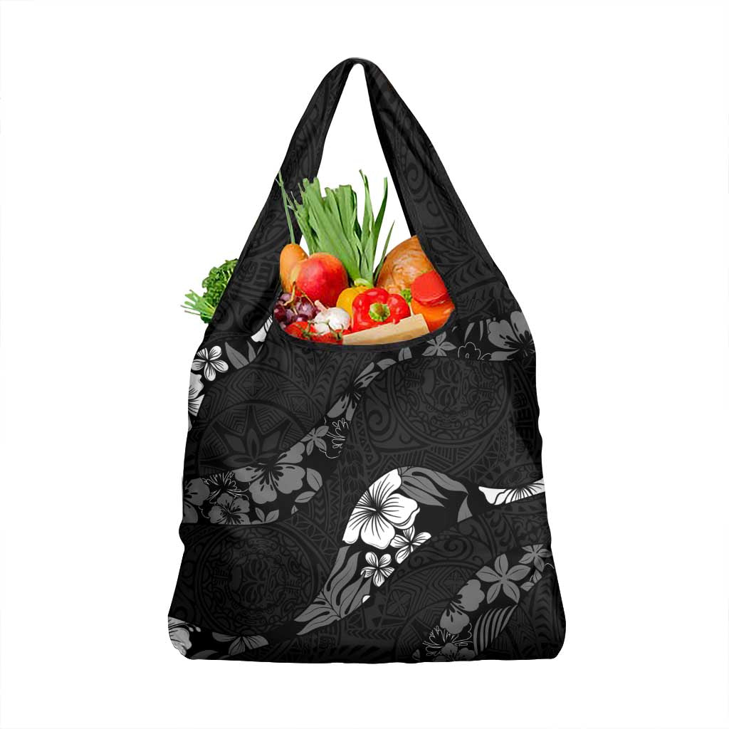 Aloha Hawaii Floral Tapa Grocery Bag Patchwork Charcoal LT7 1-pack One Size Charcoal - Polynesian Pride