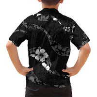 Aloha Hawaii Floral Tapa Hawaiian Shirt Patchwork Charcoal - Polynesian Pride