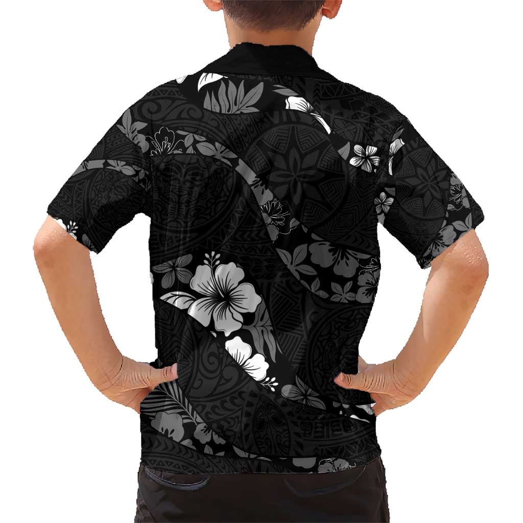 Aloha Hawaii Floral Tapa Kid Hawaiian Shirt Patchwork Charcoal - Polynesian Pride