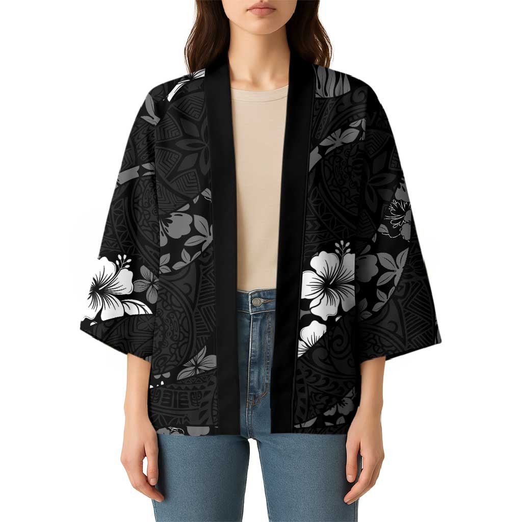 Aloha Hawaii Floral Tapa Kimono Patchwork Charcoal - Polynesian Pride