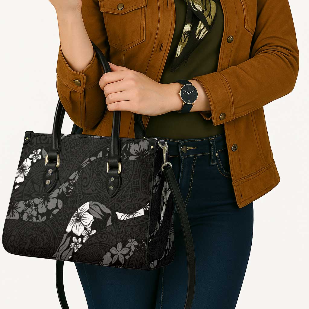 Aloha Hawaii Floral Tapa Leather Bag Patchwork Charcoal - Polynesian Pride