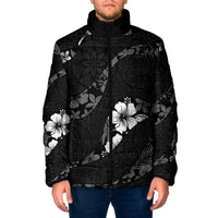 Aloha Hawaii Floral Tapa Padded Jacket Patchwork Charcoal - Polynesian Pride
