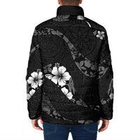 Aloha Hawaii Floral Tapa Padded Jacket Patchwork Charcoal - Polynesian Pride