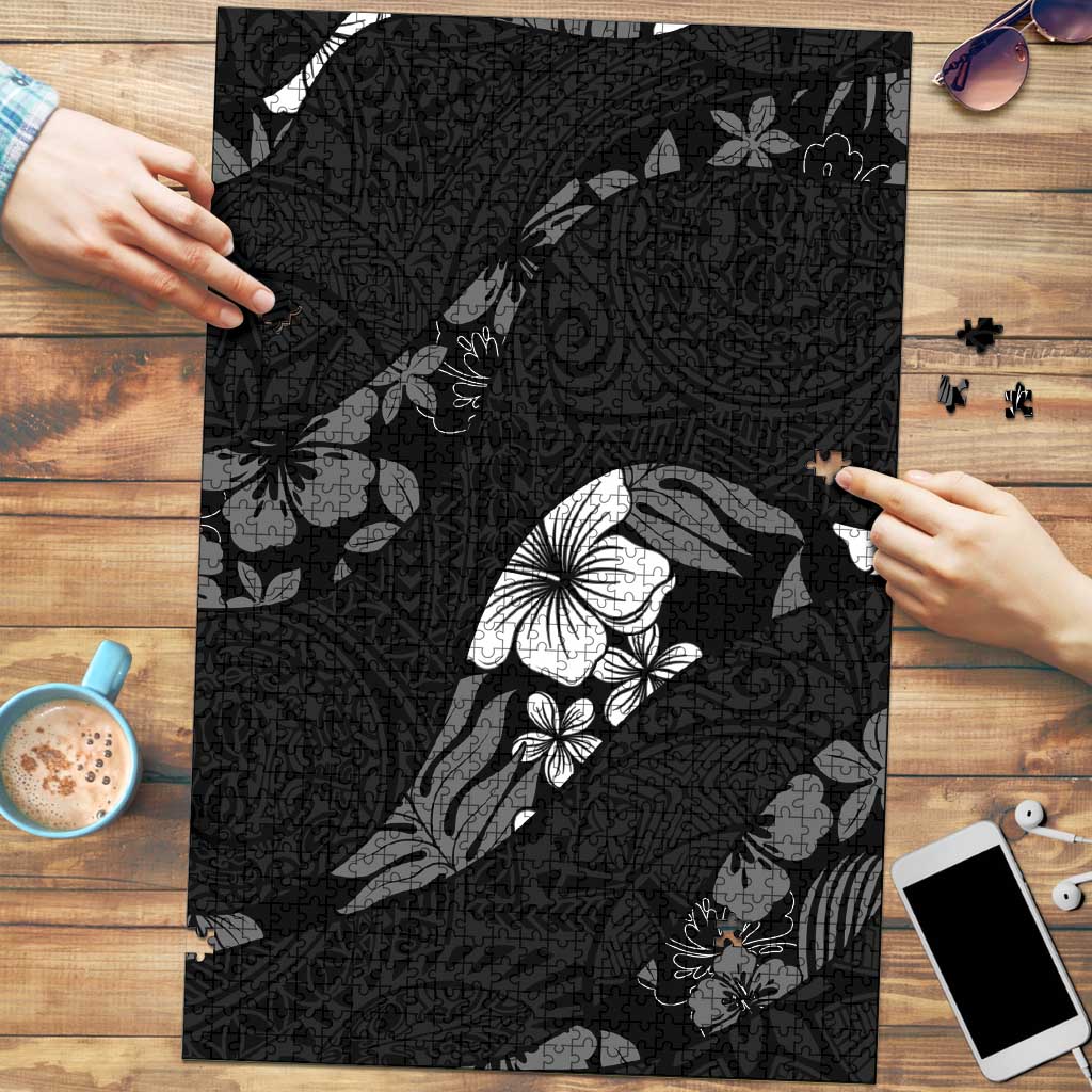 Aloha Hawaii Floral Tapa Puzzle Patchwork Charcoal - Polynesian Pride