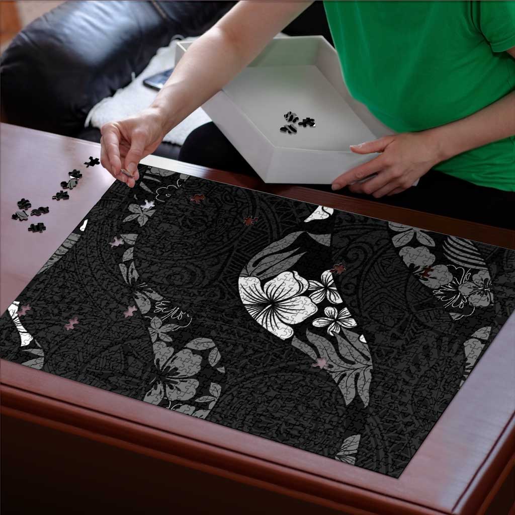 Aloha Hawaii Floral Tapa Puzzle Patchwork Charcoal - Polynesian Pride