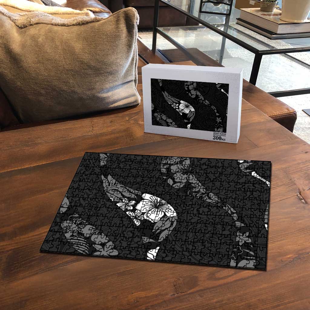 Aloha Hawaii Floral Tapa Puzzle Patchwork Charcoal - Polynesian Pride
