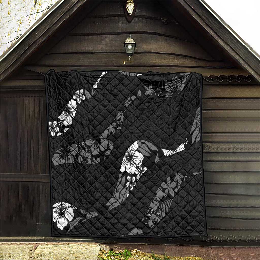 Aloha Hawaii Floral Tapa Quilt Patchwork Charcoal - Polynesian Pride