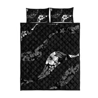 Aloha Hawaii Floral Tapa Quilt Bed Set Patchwork Charcoal - Polynesian Pride