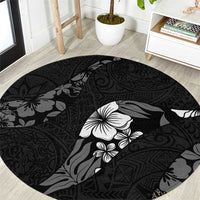 Aloha Hawaii Floral Tapa Round Carpet Patchwork Charcoal - Polynesian Pride