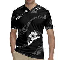 Aloha Hawaii Floral Tapa Rugby Jersey Patchwork Charcoal - Polynesian Pride