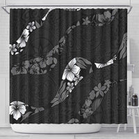 Aloha Hawaii Floral Tapa Shower Curtain Patchwork Charcoal - Polynesian Pride