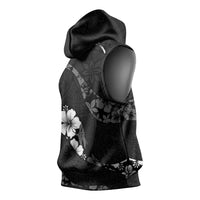 Aloha Hawaii Floral Tapa Sleeveless Hoodie Patchwork Charcoal - Polynesian Pride