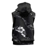 Aloha Hawaii Floral Tapa Sleeveless Zip Hoodie Patchwork Charcoal LT7