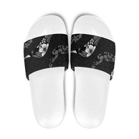 Aloha Hawaii Floral Tapa Slide Sandals Patchwork Charcoal - Polynesian Pride