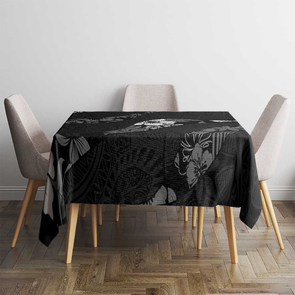 Aloha Hawaii Floral Tapa Tablecloth Patchwork Charcoal - Polynesian Pride