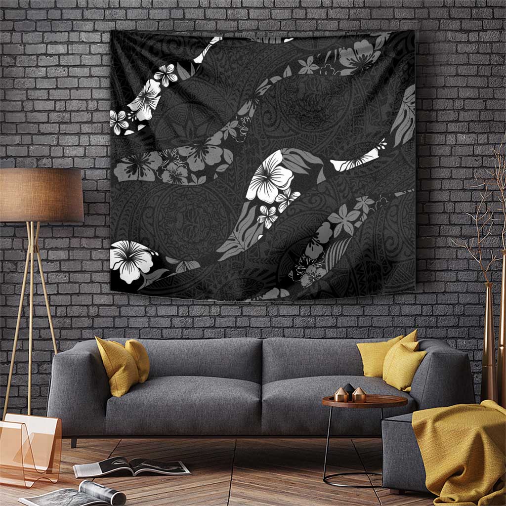 Aloha Hawaii Floral Tapa Tapestry Patchwork Charcoal - Polynesian
