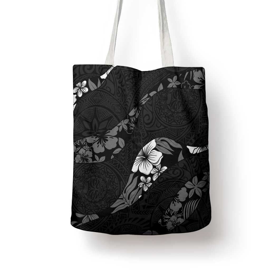 Aloha Hawaii Floral Tapa Tote Bag Patchwork Charcoal - Polynesian Pride