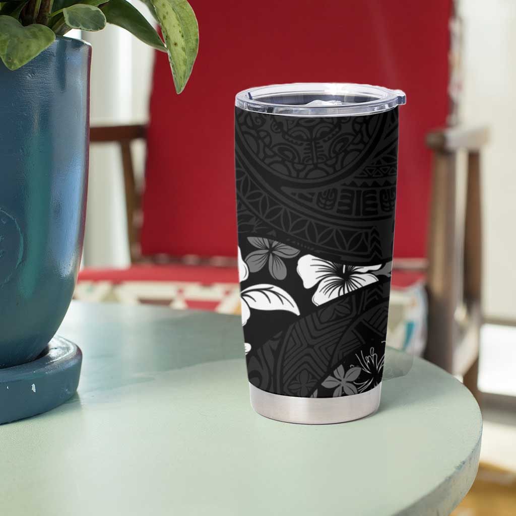 Aloha Hawaii Floral Tapa Tumbler Cup Patchwork Charcoal - Polynesian Pride
