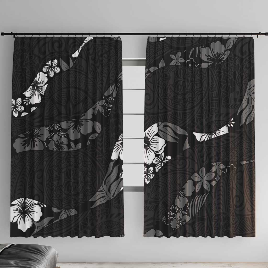 Aloha Hawaii Floral Tapa Window Curtain Patchwork Charcoal - Polynesian Pride