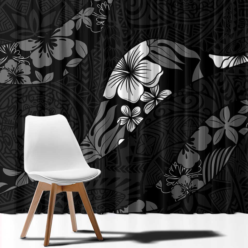 Aloha Hawaii Floral Tapa Window Curtain Patchwork Charcoal - Polynesian Pride