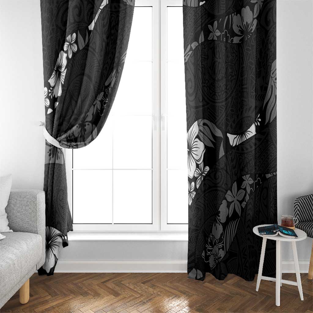Aloha Hawaii Floral Tapa Window Curtain Patchwork Charcoal - Polynesian Pride