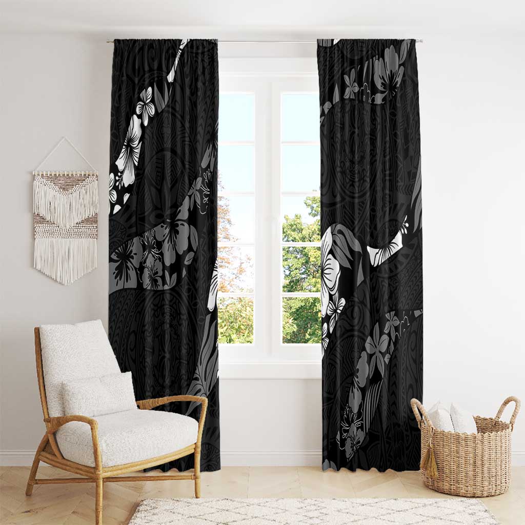 Aloha Hawaii Floral Tapa Window Curtain Patchwork Charcoal - Polynesian Pride