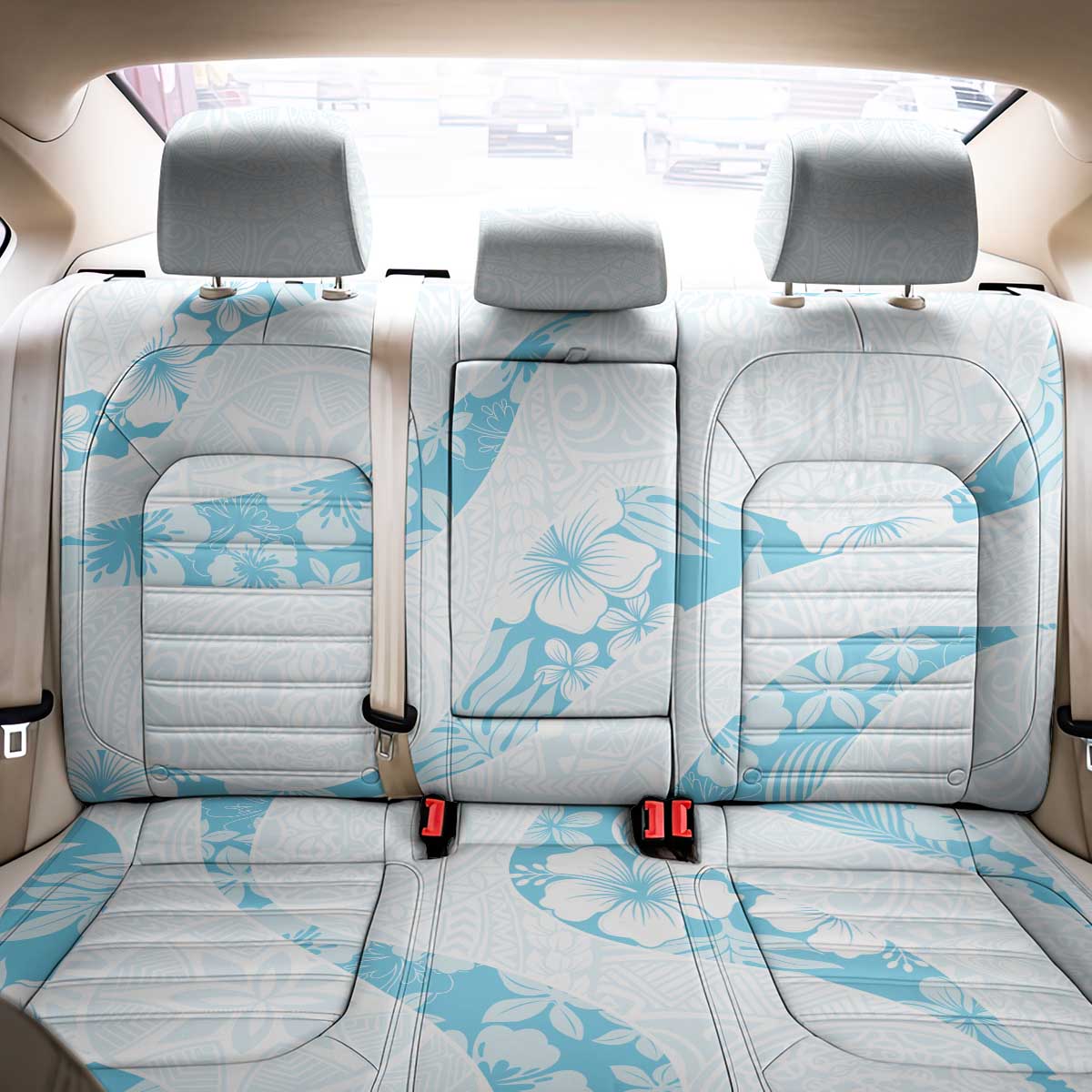 Aloha Hawaii Floral Tapa Back Car Seat Cover Patchwork Turquoise - Polynesian Pride