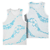 Aloha Hawaii Floral Tapa Basketball Jersey Patchwork Turquoise - Polynesian Pride