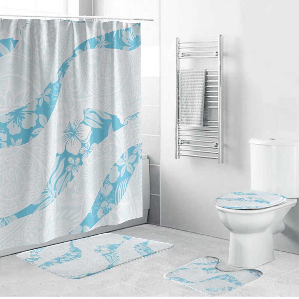 Aloha Hawaii Floral Tapa Bathroom Set Patchwork Turquoise - Polynesian Pride