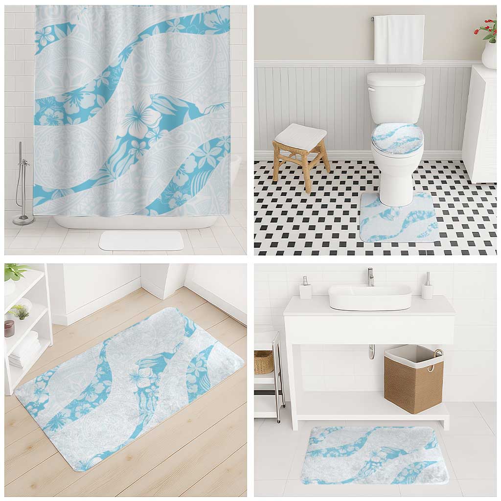 Aloha Hawaii Floral Tapa Bathroom Set Patchwork Turquoise - Polynesian Pride