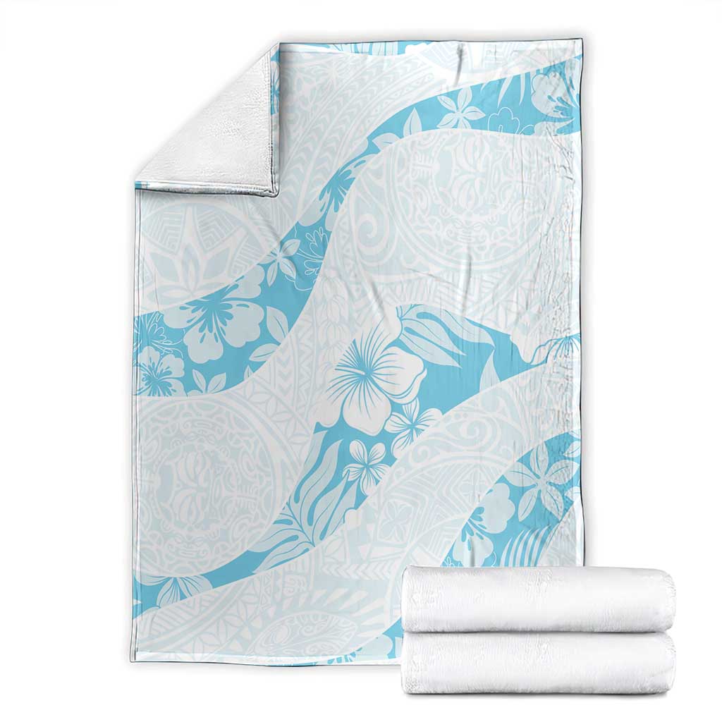 Aloha Hawaii Floral Tapa Blanket Patchwork Turquoise - Polynesian Pride