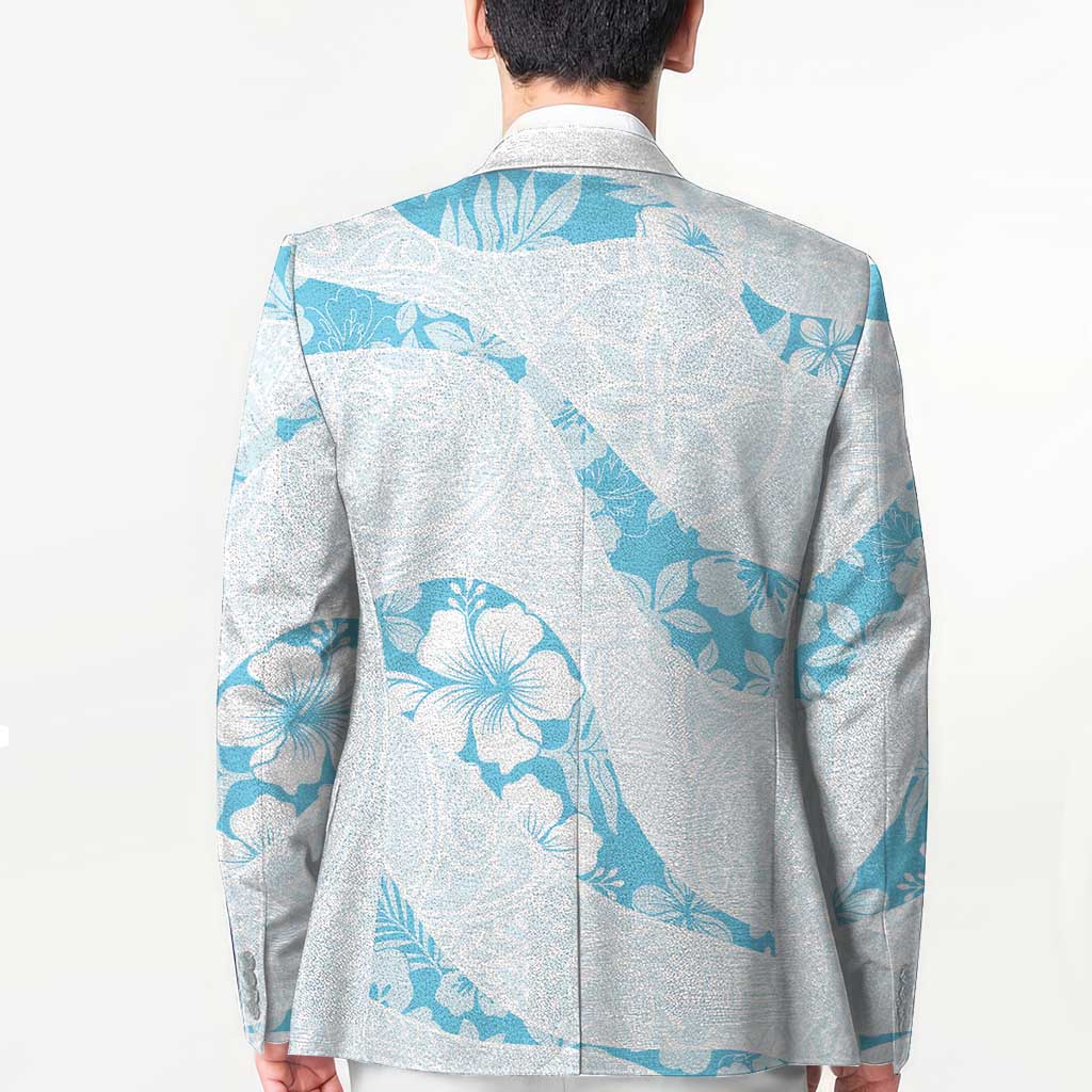 Aloha Hawaii Floral Tapa Blazer Patchwork Turquoise - Polynesian Pride