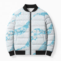Aloha Hawaii Floral Tapa Bomber Puffer Jacket Patchwork Turquoise - Polynesian Pride