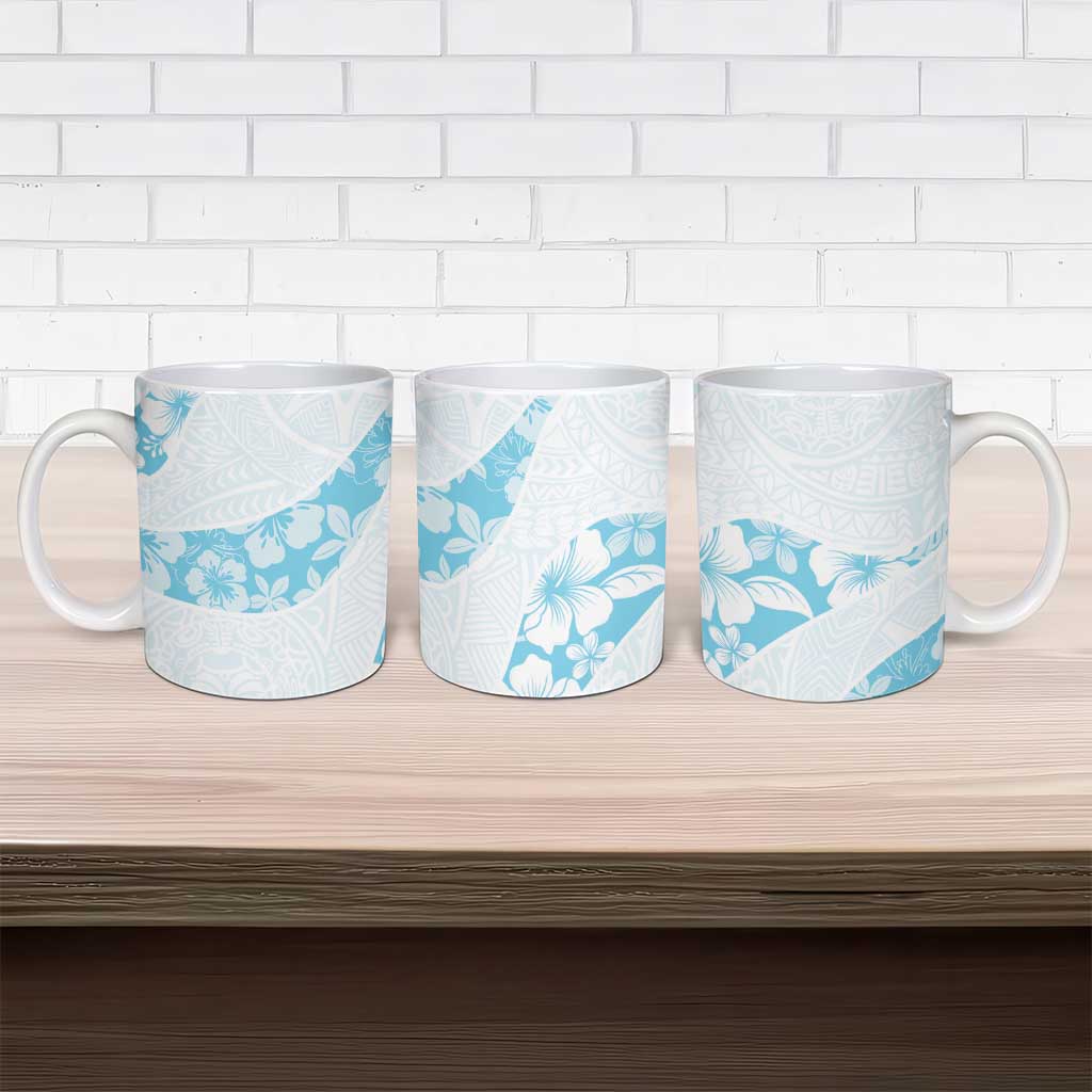 Aloha Hawaii Floral Tapa Ceramic Mug Patchwork Turquoise - Polynesian Pride