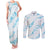 Aloha Hawaii Floral Tapa Couples Matching Tank Maxi Dress and Long Sleeve Button Shirt Patchwork Turquoise - Polynesian Pride