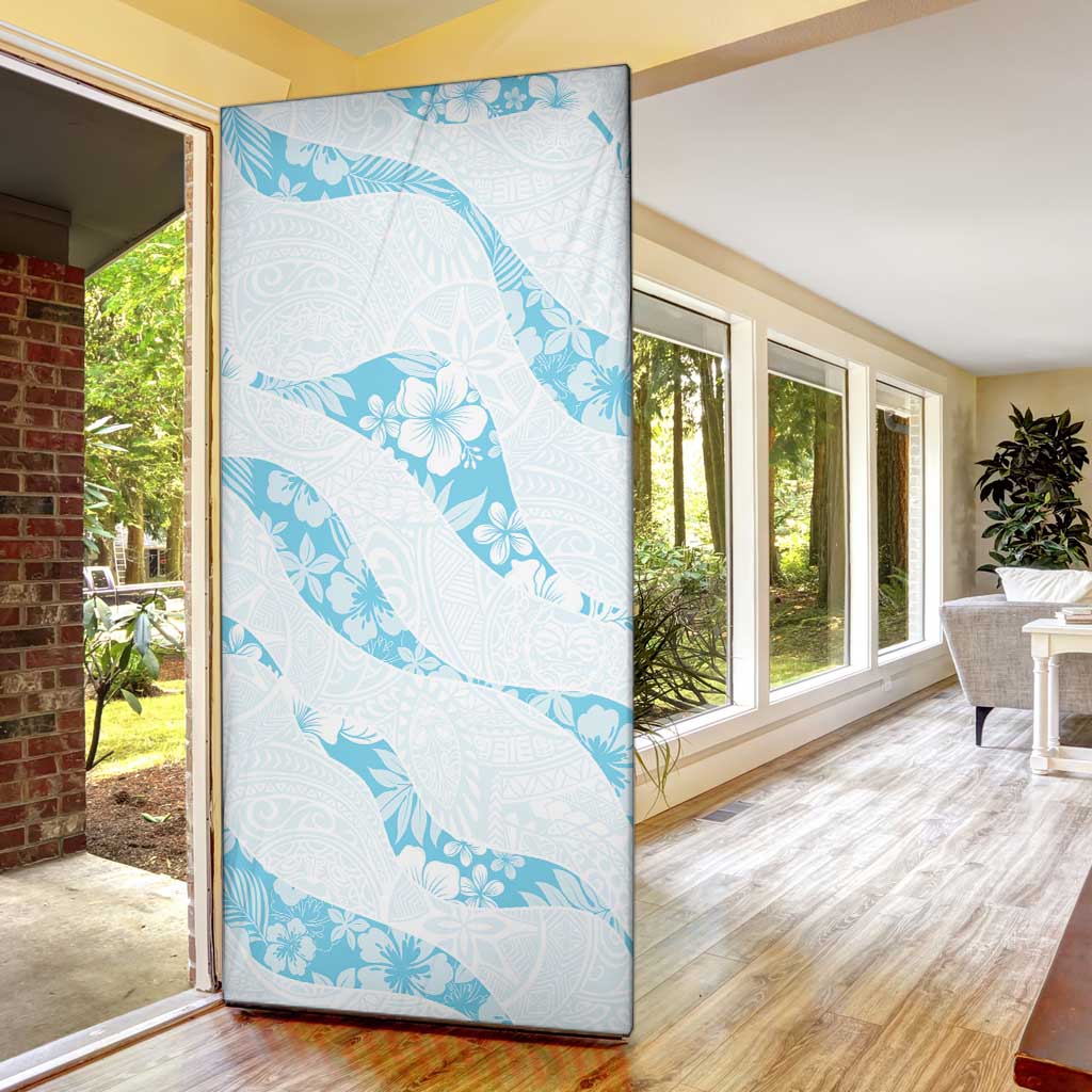 Aloha Hawaii Floral Tapa Door Cover Patchwork Turquoise - Polynesian Pride