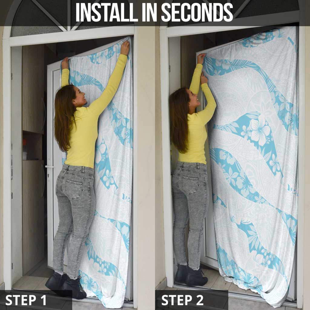 Aloha Hawaii Floral Tapa Door Cover Patchwork Turquoise - Polynesian Pride