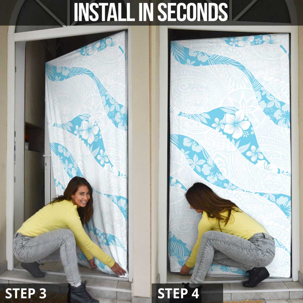 Aloha Hawaii Floral Tapa Door Cover Patchwork Turquoise - Polynesian Pride