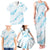 Aloha Hawaii Floral Tapa Family Matching Tank Maxi Dress and Hawaiian Shirt Patchwork Turquoise - Polynesian Pride