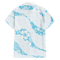 Aloha Hawaii Floral Tapa Family Matching Tank Maxi Dress and Hawaiian Shirt Patchwork Turquoise - Polynesian Pride