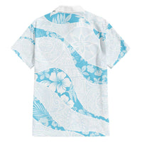 Aloha Hawaii Floral Tapa Hawaiian Shirt Patchwork Turquoise - Polynesian Pride