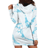 Aloha Hawaii Floral Tapa Hoodie Dress Patchwork Turquoise - Polynesian Pride