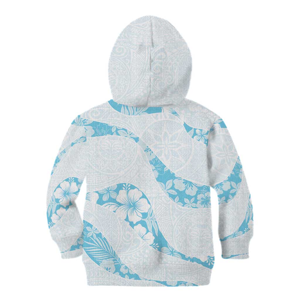 Aloha Hawaii Floral Tapa Kid Hoodie Patchwork Turquoise - Polynesian Pride