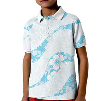 Aloha Hawaii Floral Tapa Kid Polo Shirt Patchwork Turquoise - Polynesian Pride