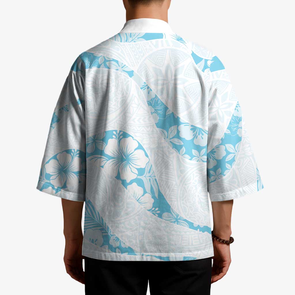 Aloha Hawaii Floral Tapa Kimono Patchwork Turquoise - Polynesian Pride