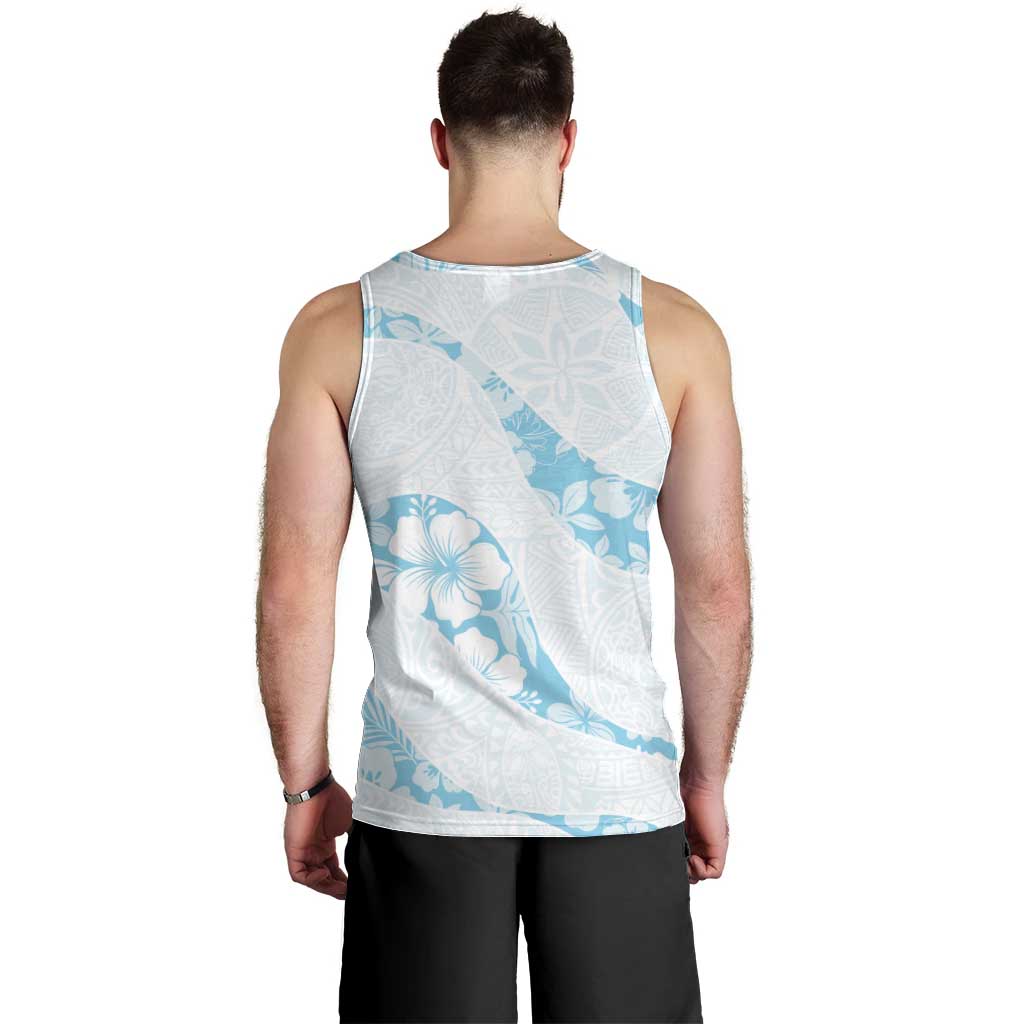 Aloha Hawaii Floral Tapa Men Tank Top Patchwork Turquoise - Polynesian Pride