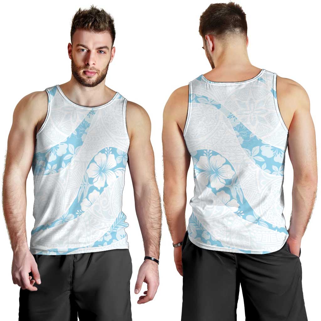 Aloha Hawaii Floral Tapa Men Tank Top Patchwork Turquoise - Polynesian Pride
